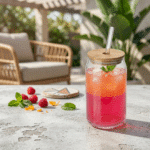 Glass Drinking Jar with Bamboo Lid & Glass Straw – 500ml - Image 3