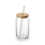 Glass Drinking Jar with Bamboo Lid & Glass Straw – 500ml - Image 2