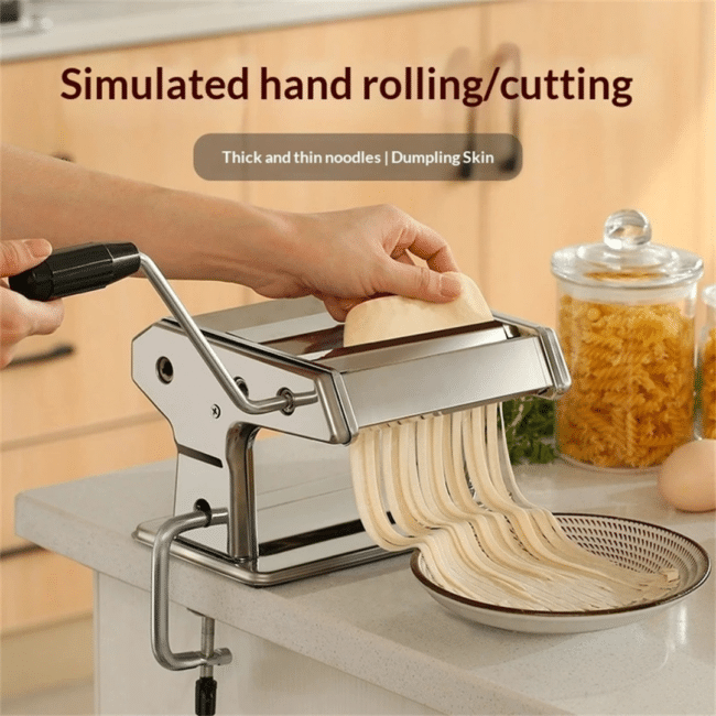 Manual Stainless Steel Pasta Maker Machine with 7 Thickness Settings - Image 4