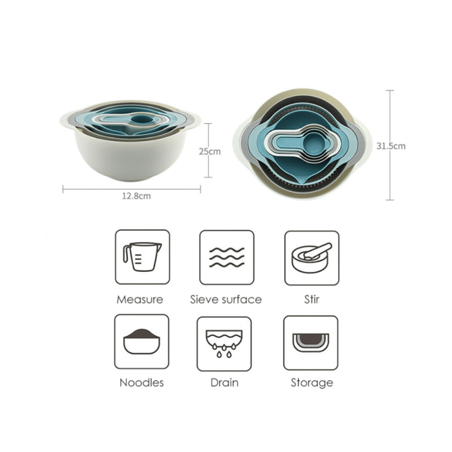 Danny Home 10-Piece Measuring & Mixing Bowl Set – Plastic Kitchen Set - Image 4