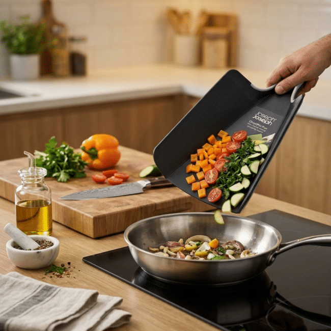 Multi-Function Foldable Cutting Board with Handle & Food Chute – 40 × 21.5 cm-Black - Image 2