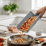 Multi-Function Foldable Cutting Board with Handle & Food Chute – 40 × 21.5 cm-Blue - Image 2