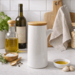 Porcelain Oil & Vinegar Bottle (250ml) with Airtight Bamboo Lid - Image 2