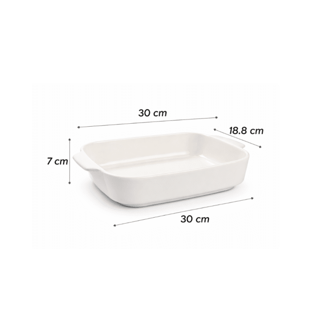 Danny Home Porcelain Rectangular Baking Dish 30×18.8cm – Oven Safe Ceramic Bakeware with Handles, Roasting & Serving Dish for Lasagna, Chicken, Casserole - Image 2