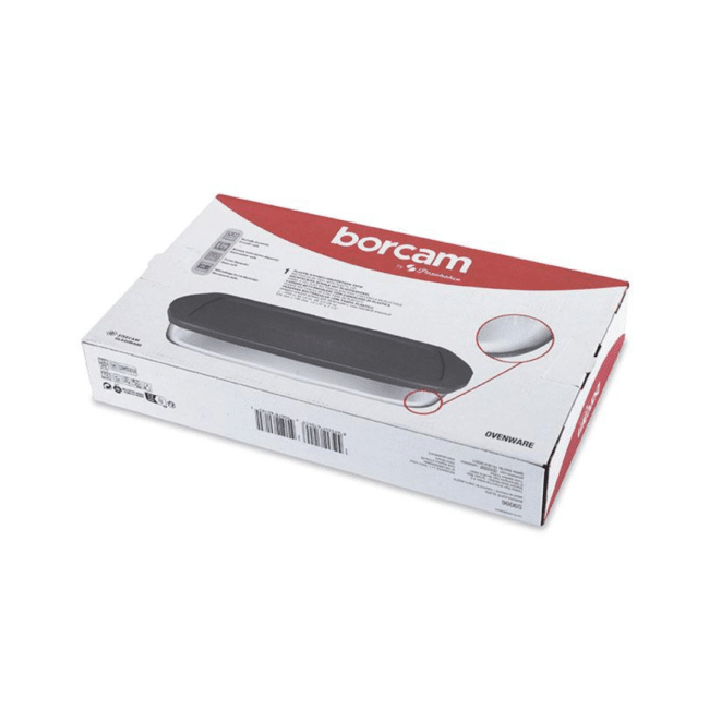 ⁦صينية فرن زجاجية مستطيلة من بوركام مع غطاء سيليكون، سعة 1950 مل - 33.6 × 19 سم، طبق خبز بغطاء رمادي، حاوية تخزين طعام زجاجية مقاومة للحرارة، صنع في تركيا⁩ - الصورة ⁦5⁩