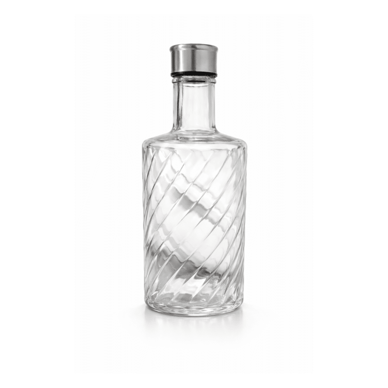 Spiral Ribbed Glass Bottle