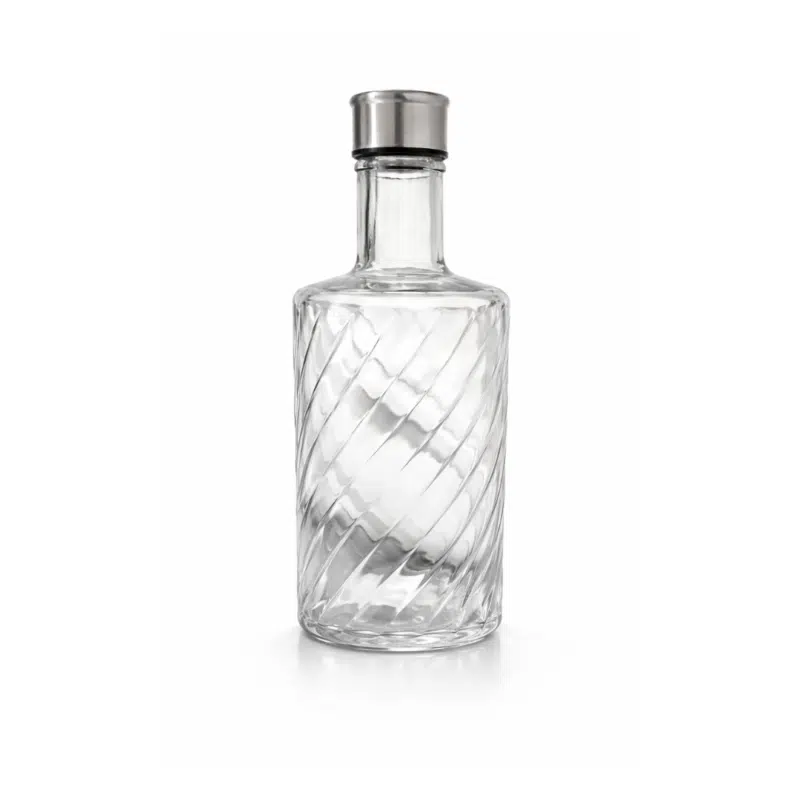 Spiral Ribbed Glass Bottle