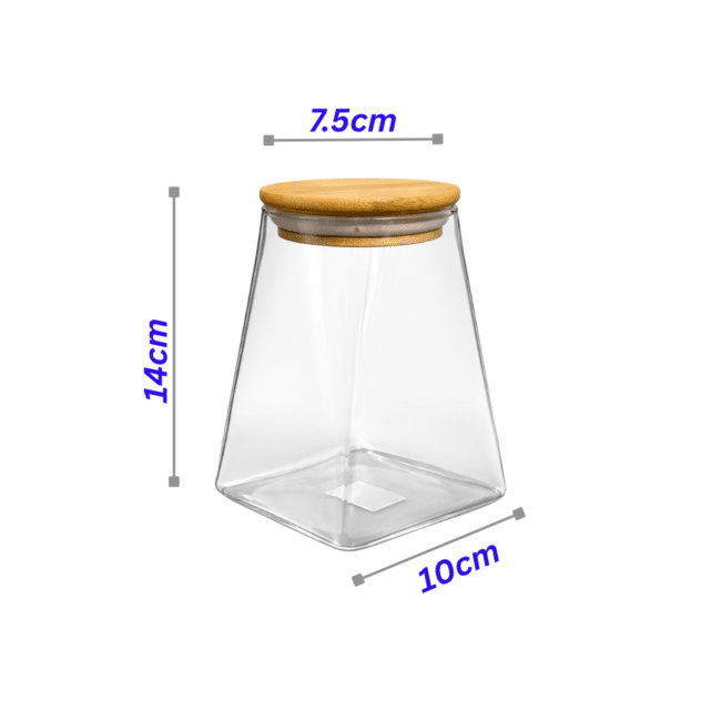 Square Glass Storage Jar 950ml with Airtight Bamboo Lid – Modern Kitchen Container - Image 2