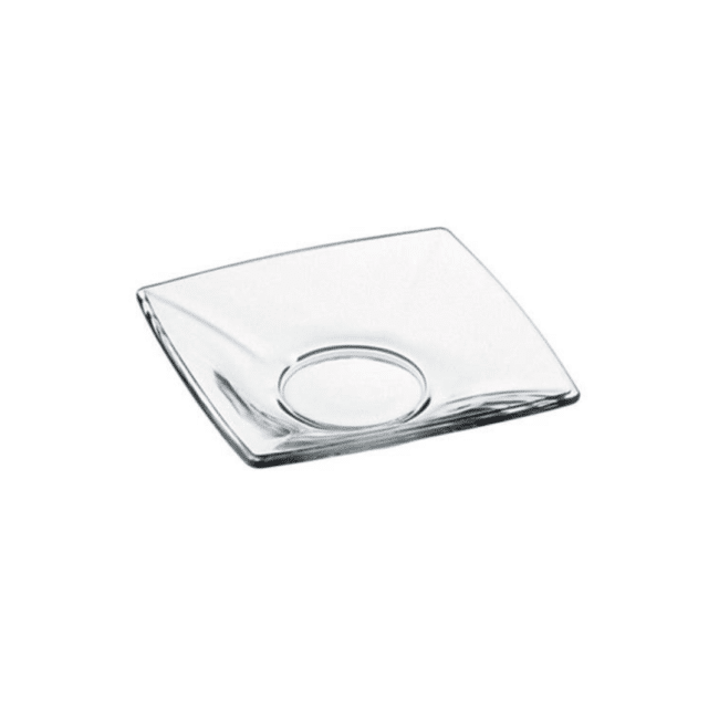 ⁦طقم أطباق شاي زجاجية مربعة من باشاباشي كاري، 6 قطع - أكواب شاي شفافة مع صحون، صنع في تركيا⁩ - الصورة ⁦3⁩