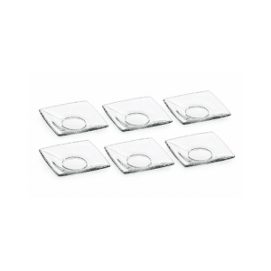 أطباق شاي زجاجية مربعة