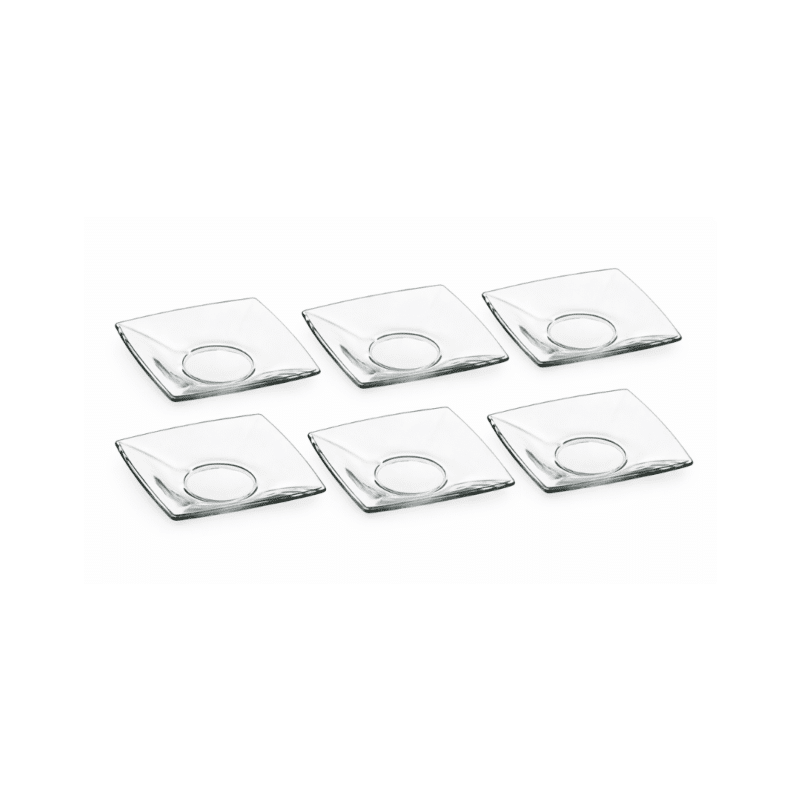 أطباق شاي زجاجية مربعة