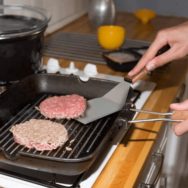 Stainless Steel Spatula with Wooden Handle – Flat Turner & Perforated Spatula for Cooking, Burger Flipper, Griddle & BBQ Kitchen Tool - Image 5
