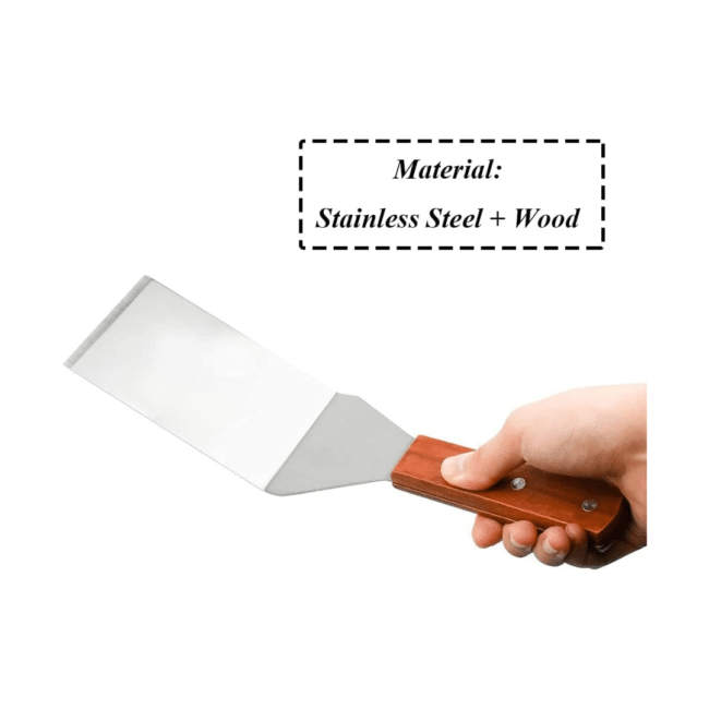 Stainless Steel Spatula with Wooden Handle – Flat Turner & Perforated Spatula for Cooking, Burger Flipper, Griddle & BBQ Kitchen Tool - Image 3