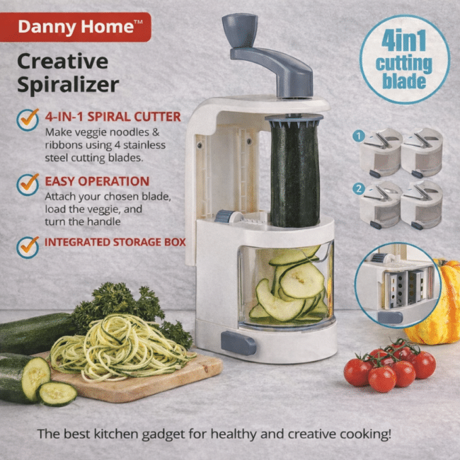 Danny Home Creative Spiralizer – 4-in-1 Vegetable Spiral Cutter - Image 2