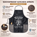 Waterproof Kitchen Apron for Women & Men – Adjustable Cooking Apron with Pockets, Oil & Stain Resistant Chef Apron for Cooking, Baking, BBQ & Cleaning Black color - Image 2