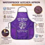 Waterproof Kitchen Apron for Women & Men – Adjustable Cooking Apron with Pockets, Oil & Stain Resistant Chef Apron for Cooking, Baking, BBQ & Cleaning Purple color - Image 2