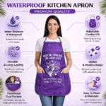Waterproof Kitchen Apron for Women & Men – Adjustable Cooking Apron with Pockets, Oil & Stain Resistant Chef Apron for Cooking, Baking, BBQ & Cleaning Purple color - Image 3