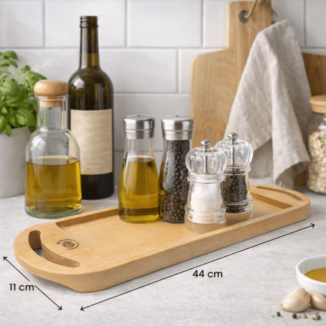 Beech Wood Serving Tray with Handles (44 × 11 cm) - Image 2